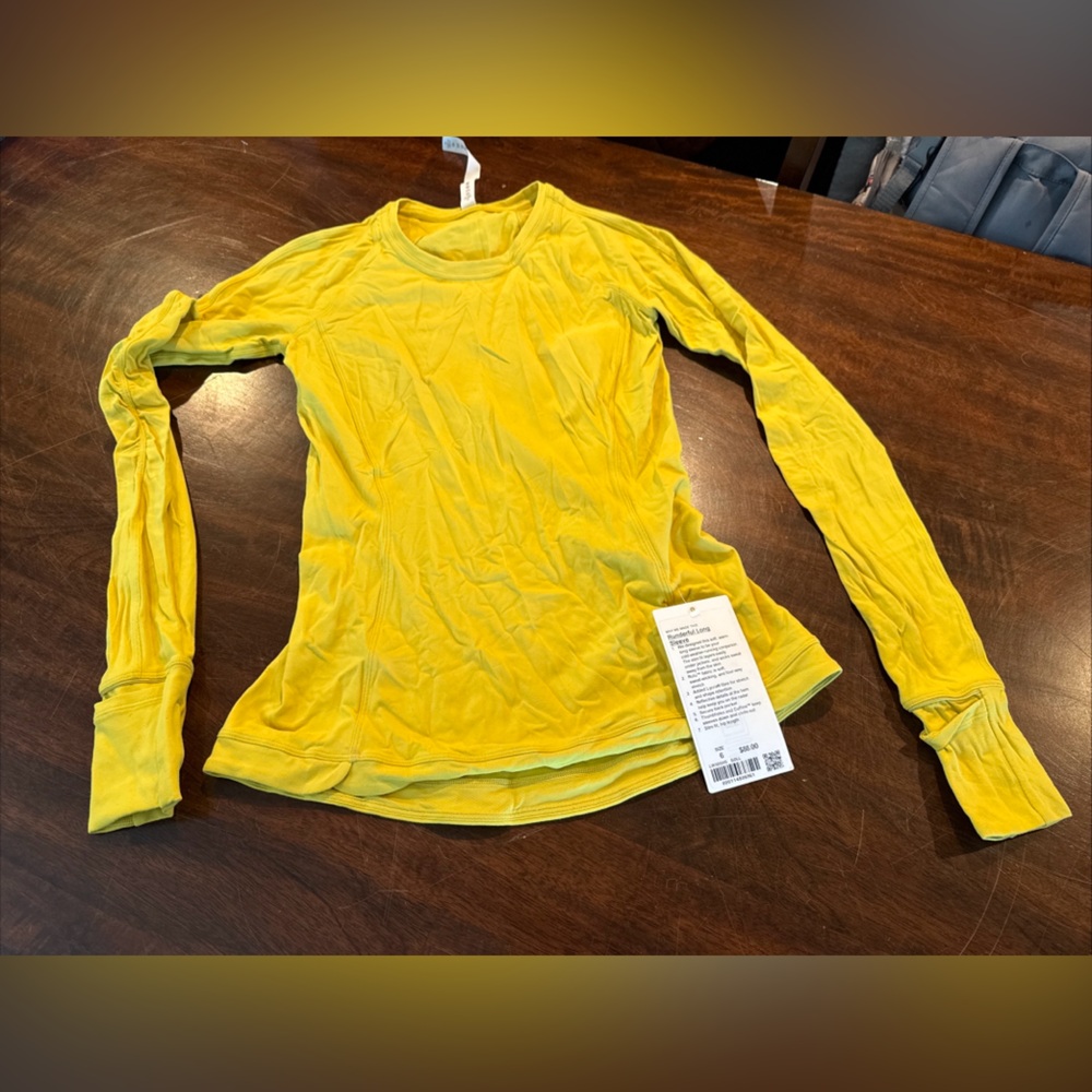 Lululemon Athletica Vibrant Yellow Long Sleeve Shirt Size 6 NWT